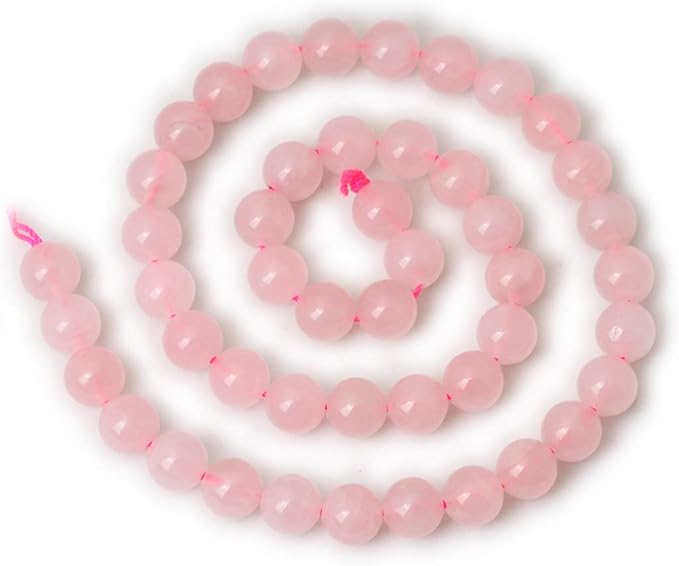 cheavian 45pcs 8mm natural rose quartz gemstone round loose bead pink crystal for jewelry making 1 strand 15"