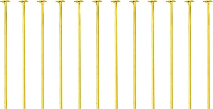 Mandala Crafts 2 Inch Gold Flat Head Pins for Jewelry Making Earring Making Supplies – 200 PCs Jewelry Findings for Making Earring DIY Bracelets Rosary Charms