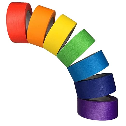 SIMON&ISAAC Colored Masking Tape Colored Painters Tape 1 inch Width Adhesive Tape Textured Paper 7 Rolls 14 Yards×1 inch Teacher Tape Lab Labeling Drafting Craft Colored Tape