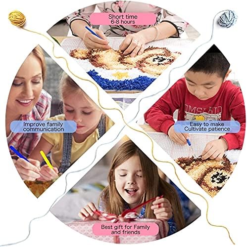 DL-YTG DIY Latch Hook Kits House Throw Carpet Embroidery Cover Rug Pattern Color Printed Canvas 52x38cm, Crochet Needlework Crafts for Adults