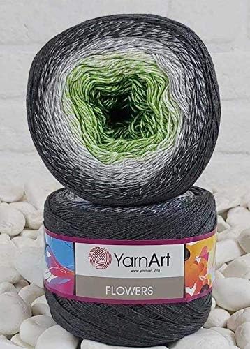Yarn Art YarnArt Flowers Yarn 55% Cotton 45% Acrylic 250gr 1094yds Multicolor Cotton Yarn Rainbow Crochet Yarn Spring Summer - 1 Fine Sport Skein (291)