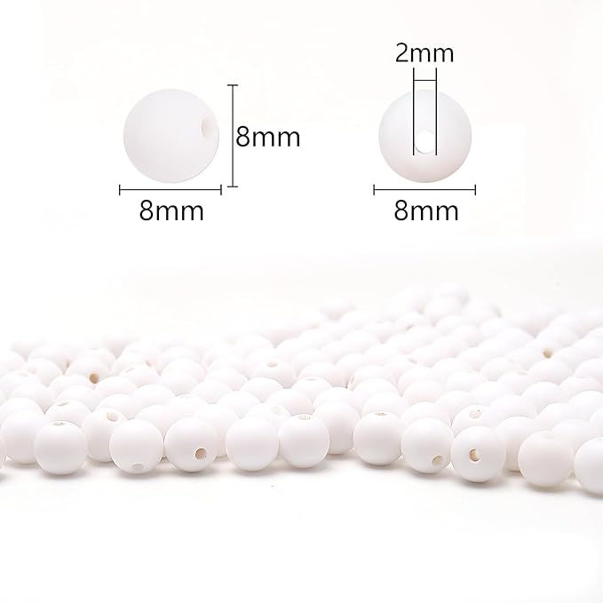 bonny boxx 500pcs 8mm matte white acrylic round beads, frosted plastic resin bubblegum balls chunky gumball beads for necklace and bracelet making, crafting supplies