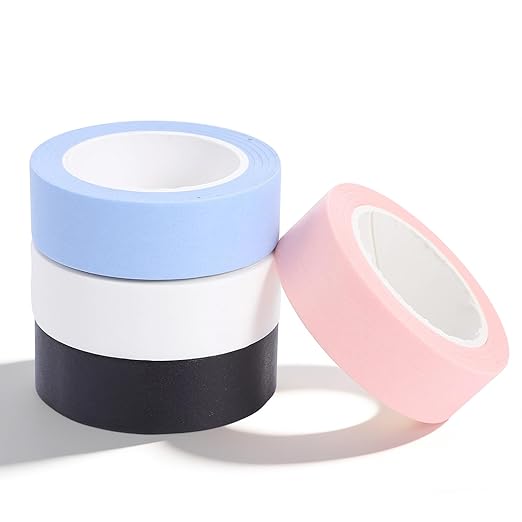 4 Roll Solid Color Washi Tape, 32 Ft X 0.59" Black White Blue and Pink Washi Tape Set Low Tack Tapes Masking Self-Adhesive Tapes for Packaging Journals Scrapbooks DIY Crafts Gifts