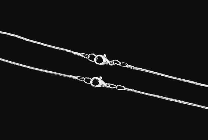 Snake Chains Necklace 24pcs 925 Silver Plated 1.2mm DIY Charms Link with Lobster Clasps for Jewelry Making (16 inch)