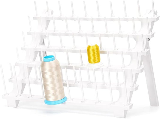 Sew Tech Thread Rack, Bright White Plastic Thread Holder with 60 Pegs and Extra 10 Long Pegs, Sewing and Embroidery Thread Stand