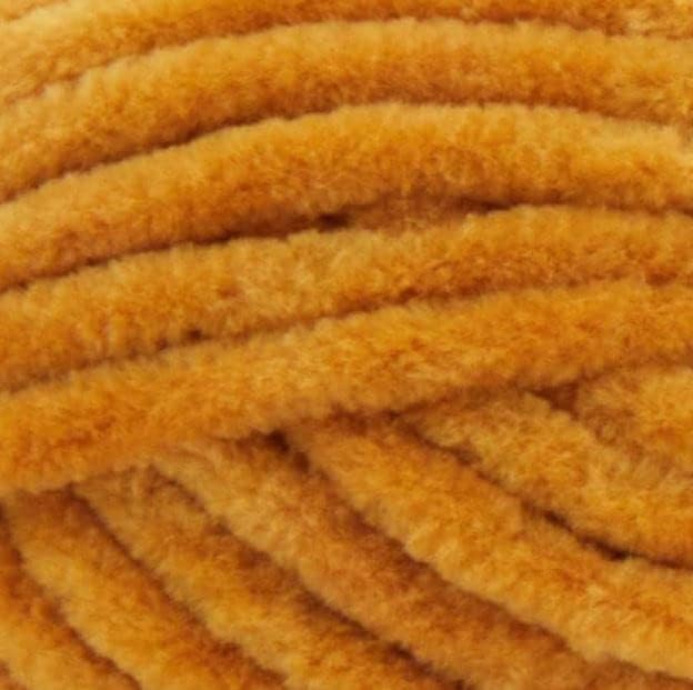 Premier Yarns Parfait Chunky Chenille Yarn 3.5 Oz 6 Super Bulky Weight 3 Pack Bundle with Bella's Stitch Place Holders (Mustard)