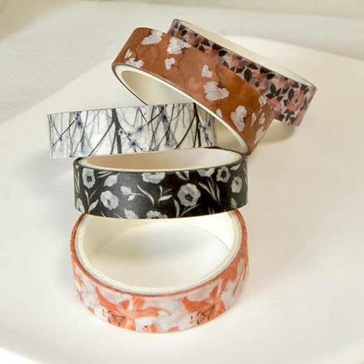 yubx flowers washi tape set 60 rolls floral patterns decorative skinny blooms masking tapes for arts, diy crafts, journals, planners, scrapbook, wrapping (spring)