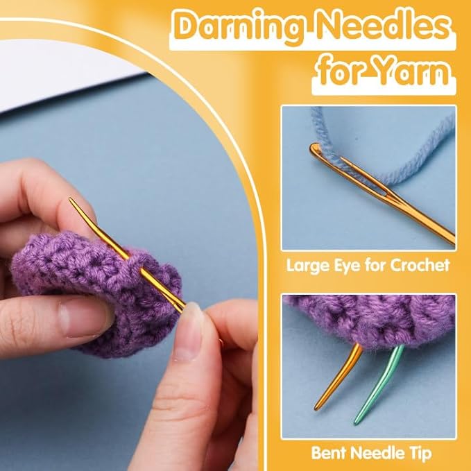UzecPk 15Pcs Yarn Needles, Tapestry Needle Darning Needle Large Eye for Crochet, Darning Needles for Crochet Accessories with Aluminum Storage Tube