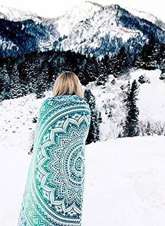 popular handicrafts tapestry wall hanging ombre hippie mandala bohemian hippy intricate indian tapestries bedspread 90 x 108 inches (230cm x 270cm) green