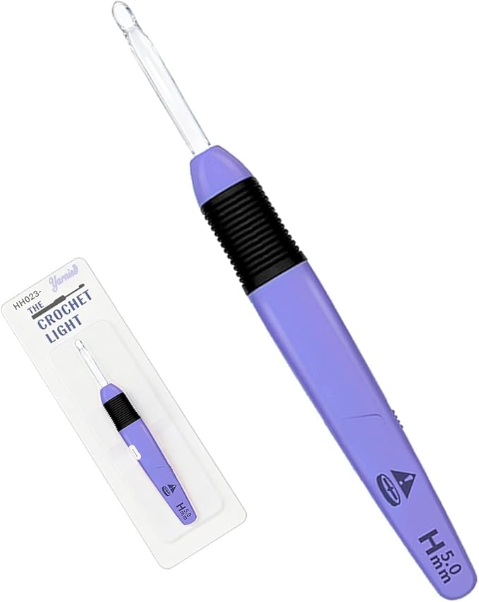 Yarniss Light Up Crochet Hook with Ergonomic Crochet Hooks and Luminous Crochet Hook,5 mm Crochet Hook, Lilac
