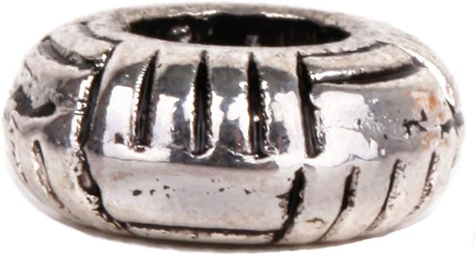 RUBYCA 30pcs Tibetan Silver Tone Spacer Beads Fit European Charms Bracelet Striped Donut Design