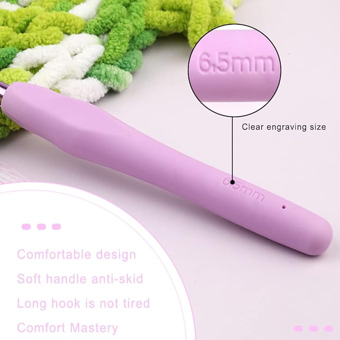 6.5 mm Crochet Hook, Aluminum Soft Grip Rubber Handle Needles Ergonomic Knitting Needles Crochet Needle for Beginners and Handmade DIY Knitting Crochet (6.5 mm)