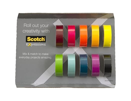 Scotch Washi Tape, 10 Rolls, Great for Use in Bullet Journal, School Supplies, Craft Supplies, and Teacher Appreciation Gifts (C317-10-SIOC)