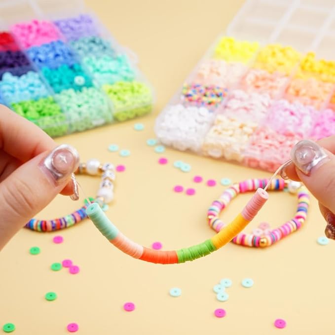 2000 Pcs-6800 Pcs Clay Beads for Bracelets Making 6mm Spacer Beads for Jewelry Making Earring Bracelets Necklace Earring Accessories DIY Handmade Craft (24 Color)