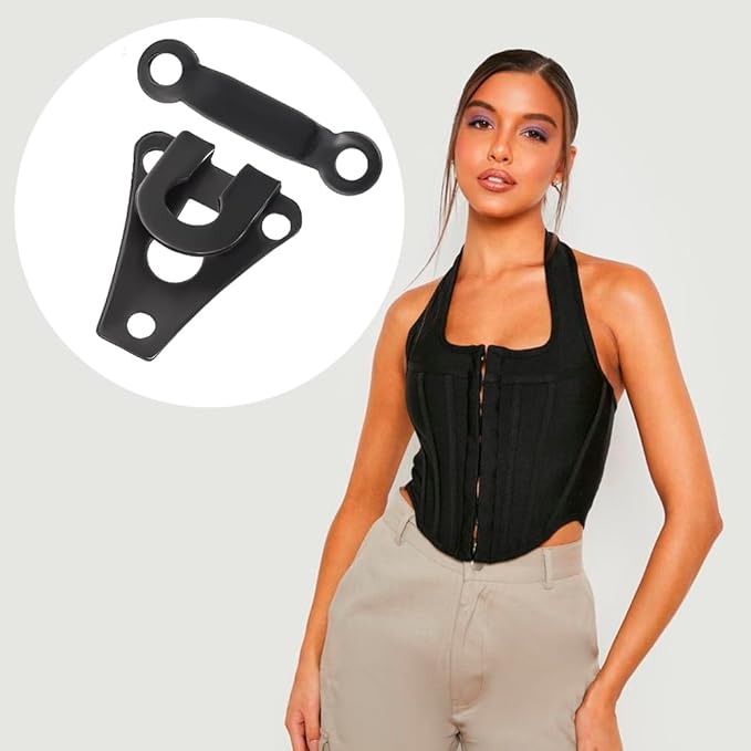 24 Sets Sewing Hook and Eye Closure – Pants Clasp - Clothing Hook Fasteners - Bra Hooks Metal - Pants Clips for Waist - Set for Trousers Skirt Dress Sewing DIY Craft Accessories – Black