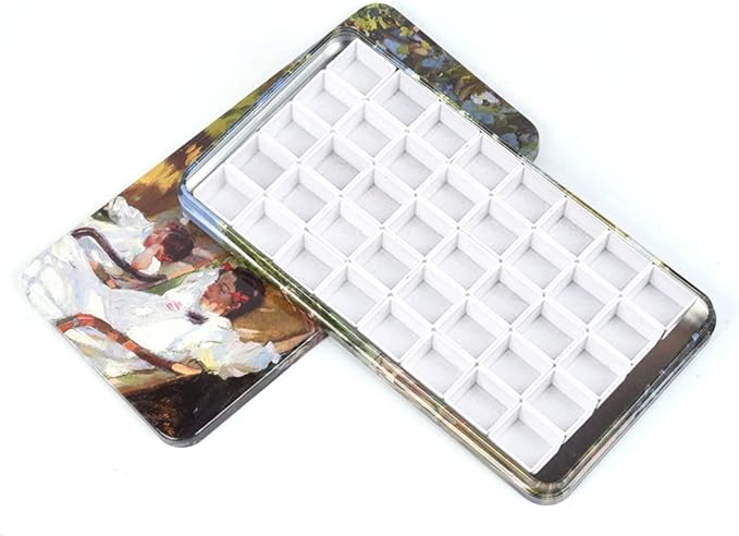 40Pcs Empty Half Pans with Magnetic Stripe Watercolor Paint Travel Tin Palette Case, Artist Paints Half Pan Kits for DIY Watercolor Oils or Acrylics Painting Art Drawing Garden