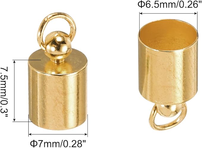 MECCANIXITY Fold Over Cord End Caps Rose Gold 7mm OD with Crimp Covers Lobster Claw Clasps DIY Jewelry Making for Bracelets and Necklaces Crafting 20 Pcs