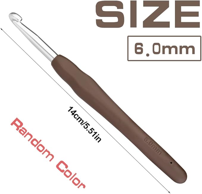 6 mm Crochet Hook, Ergonomic Handle for Arthritic Hands, Extra Long  Knitting Needles for Beginners and Crocheting Yarn (6 mm)