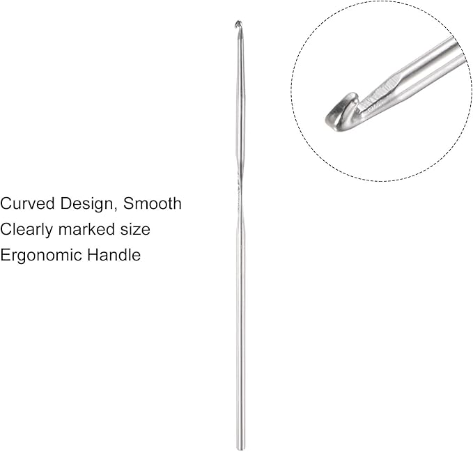 uxcell 20Pcs Crochet Hook Stainless Steel 1.4mm US Size 9 Metal Knitting Needles for DIY Craft Lace Yarn