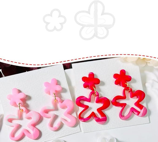 Xaekicr 2PCS Flower Polymer Clay Cutters – Floral Clay Earring Cutters for Spring Jewelry, Cute Clay Tools for Polymer Clay Crafts and DIY Gift Making