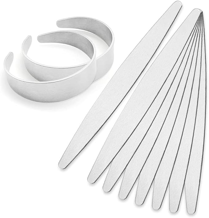 OWDEN Premium Metal Stamping Tapered Bracelet blanks,Width:5/8 inch and Length: 6 inch, Thickness: 1.5mm,10Pack Aluminum Bracelet Tapered Blanks for Jewelry Stamping Working.