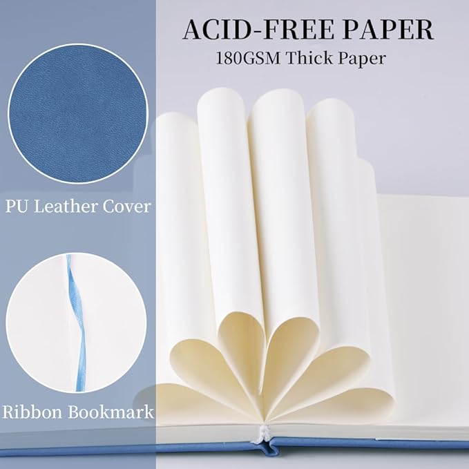 Hardcover 96Pages Blank Sketch Book for Drawing, Small 5.7x4.1 Pocket Journal Notebook for Travel, 180gsm Thick Paper Diary Notebooks for Work, PU Cover Memo for Writing. Dark Blue