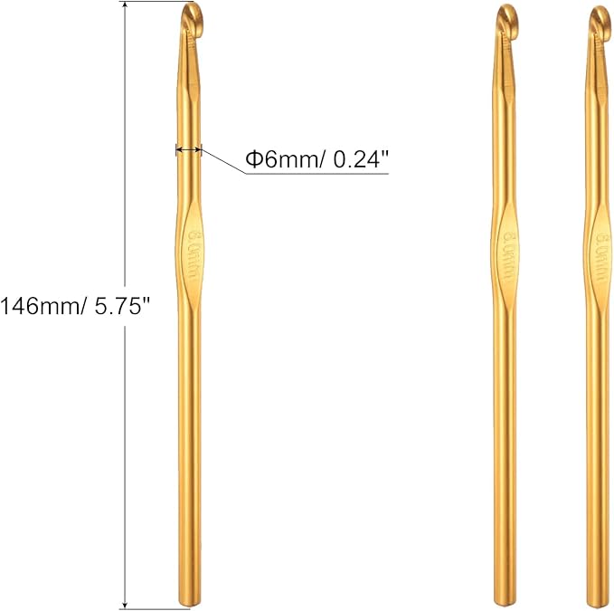 HEYLEAYAR 6MM Aluminum Crochet Hooks 14PCS,Crochet Needle US Size J(US Size 10),Crochet Hooks Bulk for Craft Yarn Contribute to Beginners