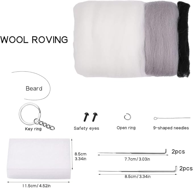 QMNNMA Needle Felting Starter Kit, Animals Needle Felting Set, DIY Wool Felt Materials Set with Felting Tool and Instruction for Needle Felting Craft Project and DIY Handmade