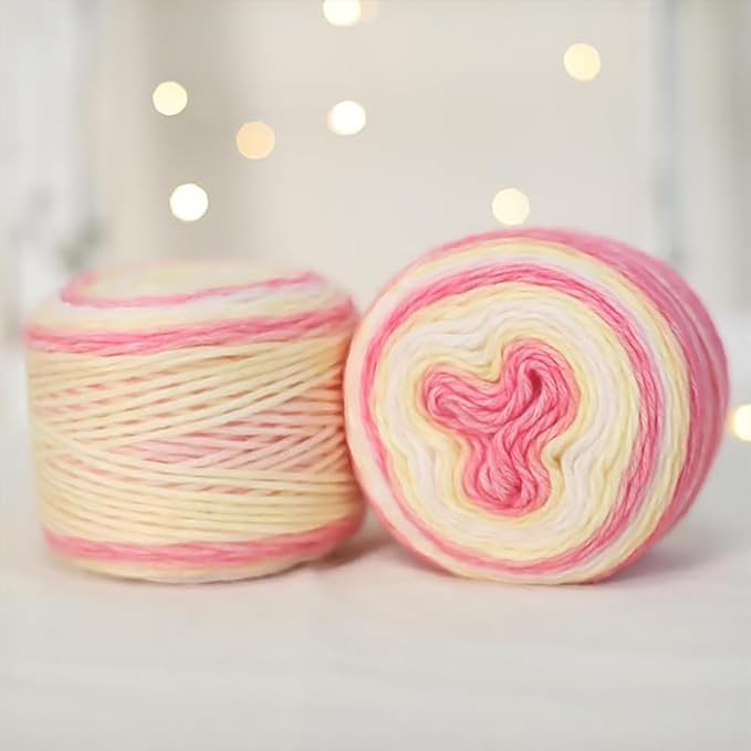 Crocheting Knitting-Gradient Cake Yarn, Soft Multicolor Medium-Fine Blended Yarn, Weight 100 Grams, Contains 60% Cotton 30% Acrylic 10% Wool. Suitable for Scarf, Gloves, Shawl, Blanket.(1169)