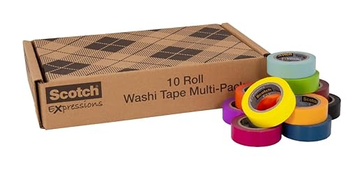 Scotch Washi Tape, 10 Rolls, Great for Use in Bullet Journal, School Supplies, Craft Supplies, and Teacher Appreciation Gifts (C317-10-SIOC) (Pack of 8)