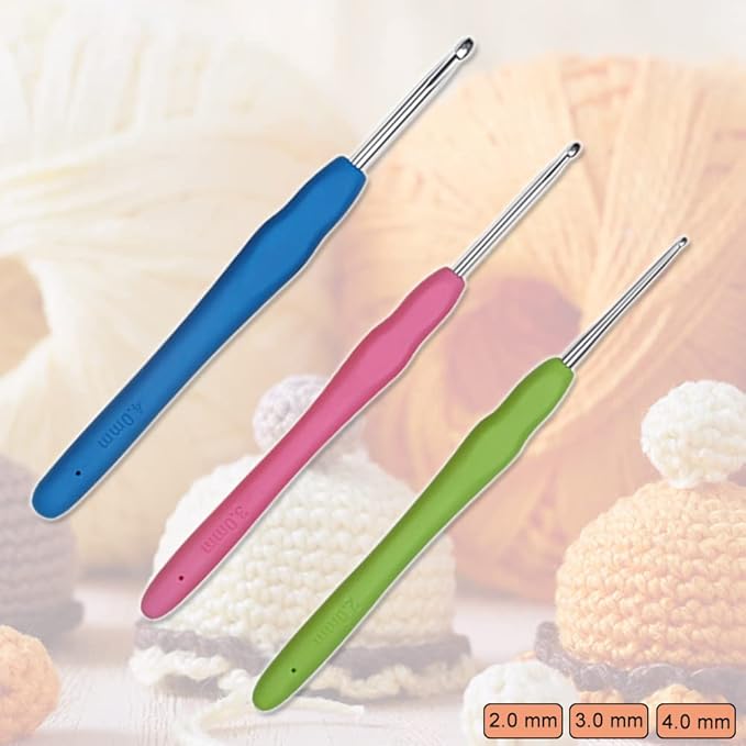 Crochet Hooks 2.0mm 3.0mm 4.0mm Crochet Needles QLRFFLJOY 3 pcs Crochet Hook Set DIY Yarn Weaving Tools for Knitting Gloves, Shoes, Bags, Hats, Socks, Scarf