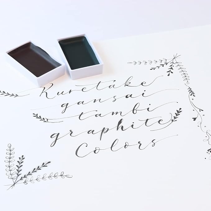 Kuretake GANSAI TAMBI GRAPHITE COLORS, 6 colors set, Watercolor paint for Professional, for artists and crafters,Illustrations, Drawing, Lettering, Made in Japan