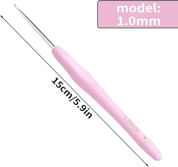 Small Size Crochet Hook Lace Crochet Needle, 1mm Crochet Hook, Ergonomic Crochet Hooks，Embroidery Thread Knitting Weaving Tool (1 mm)