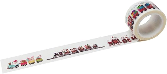 Wrapables Decorative Designs Washi Masking Tape, 20mm x 5m, Christmas Trains