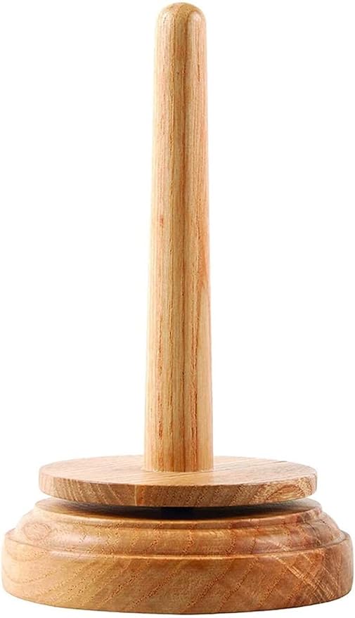 AnNafi® Wood Yarn Holder for Crocheting & Knitting Twirling Mechanism | Classic Wooden Spinner & Thread Holder | Knitting Embroidery Tools | Craft & Sewing Supplies | Yarn Organising Tool for Granny