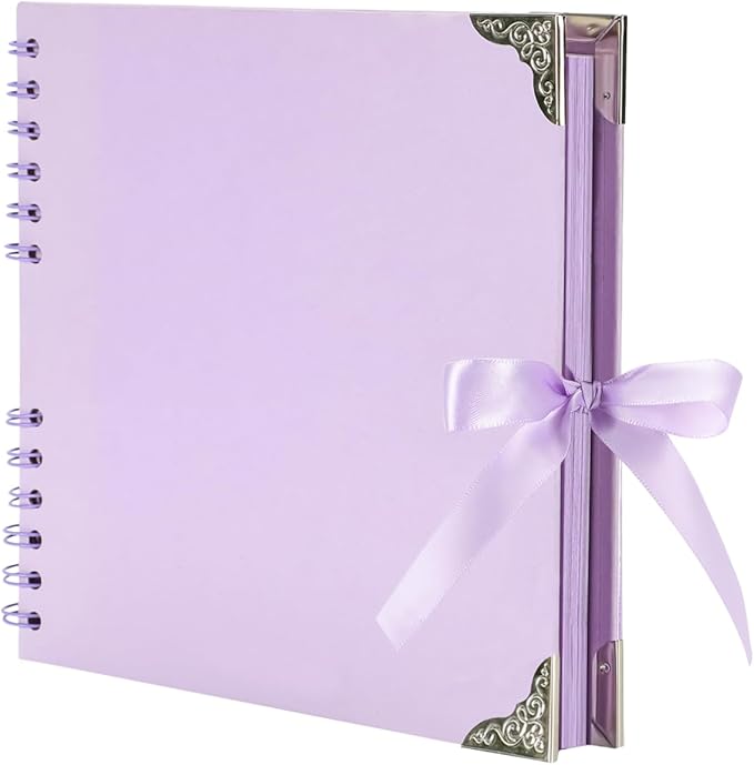 Scrapbook (8 x 8 inch) Scrapbook Album 60 Pages Ideal for Your DIY Scrapbooking Albums Wedding and Anniversary Family Photo Album (purple)