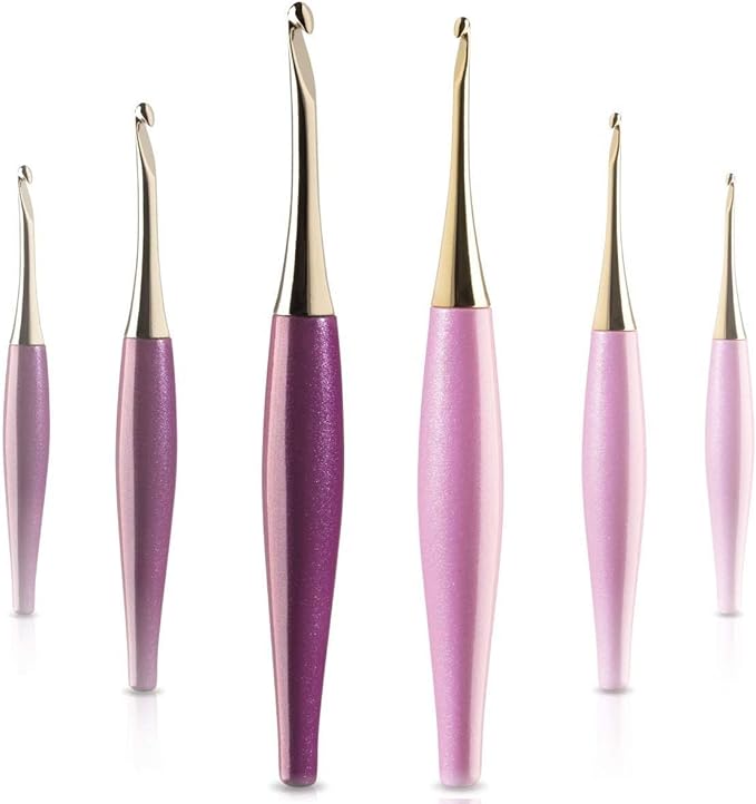 Furls Crochet Hook, Odyssey Purple, Nickel Plated Tip for Effortless Glide, Ergonomic Handle Crochet Hooks 7" (Odyssey - Purple, L - 7.00MM)