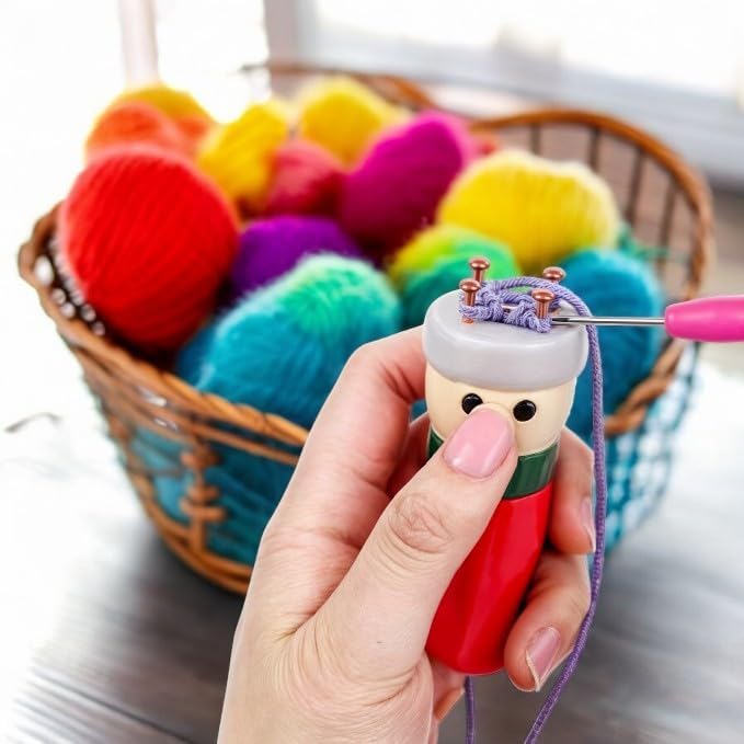 BuleVina 2 Pack French Knitting Doll Crochet Loom Craft Kit Wooden Knit Spool for DIY Making Bracelet Toy