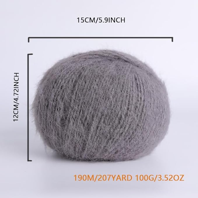 Snowbaby Wool Acrylic Blend Long Pile Yarn,(Worsted) Warm and Luxurious Fuzzy Yarn for Knitting and Crocheting DIY Hats Scarves Sweaters, 2 * 3.52oz/100g 207yds(06-Charcoal Gray)