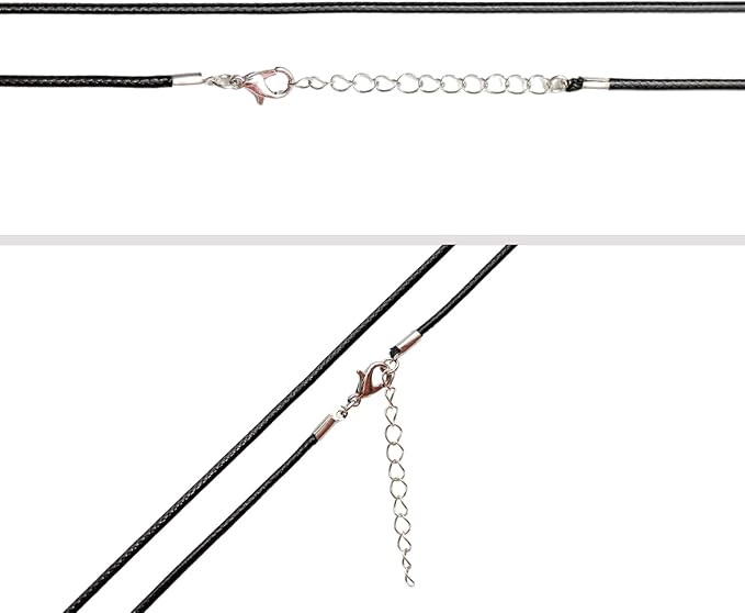 10 Pcs 2.0mm Leather Necklace Cords with Clasp,Waxed Cords,Necklace Ropes for Pendants and Jewelry Making(Black)