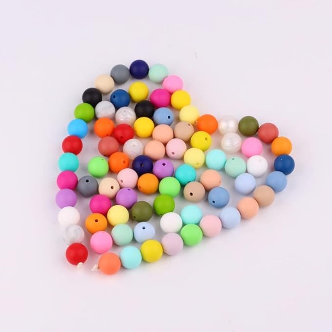 70Pcs 12mm Round Rubber Silicone Bead Bulk Loose Beads Gorgeous Making Kit for Keychain Tassels Necklace Bracelet Jewelry DIY Crafts Making