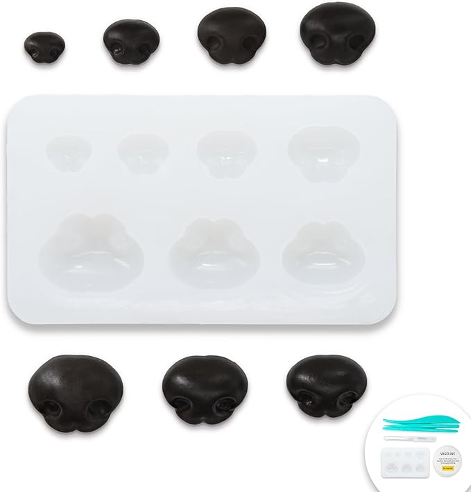 Nuvretk 7 Cute Silicone Molds for Needle Felting - Dog Nose Shapes for Stuffed Animals, DIY Crafts, and Accessories (Triangle)