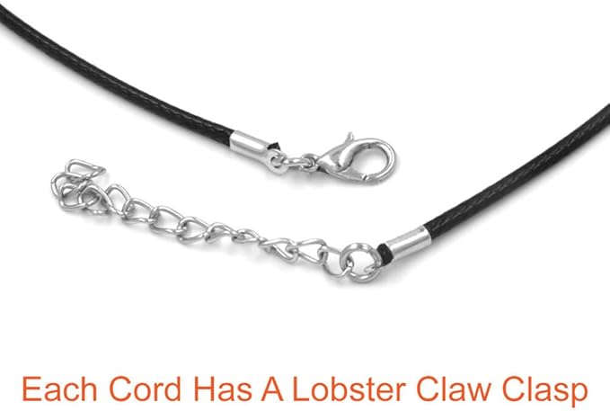 Paxcoo 100Pcs Black Waxed Necklace Cord with Clasp Bulk for Bracelet Necklace and Jewelry Making (20 Inches)