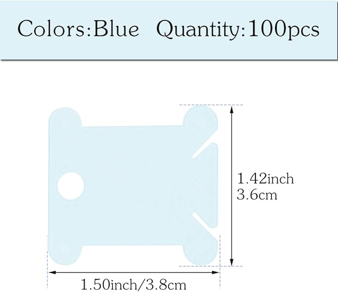 100 Pcs Plastic Floss Bobbin, Embroidery Floss Bobbins, Cross Stitch Embroidery Cotton Thread Embroidery Floss Thread Craft, Blue Embroidery Thread Organize for DIY Sewing Craft