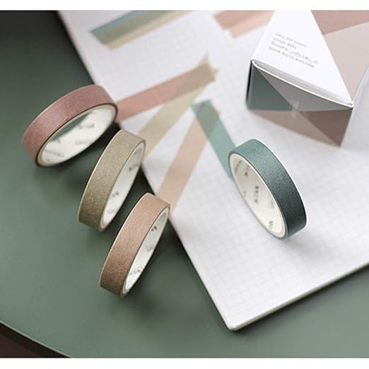 YUBBAEX Natural Color Washi Tape Set 4 Rolls Decorative Tapes for Arts, DIY Crafts, Journals, Planners, Scrapbooking, Wrapping -Neutral Color- (4-Grey Green)