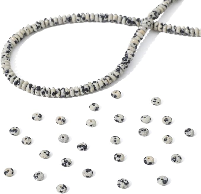 beadia natural dalmatian disk stone beads 4x2mm 160pcs rondelle loose semi gemstone beads for jewelry making design