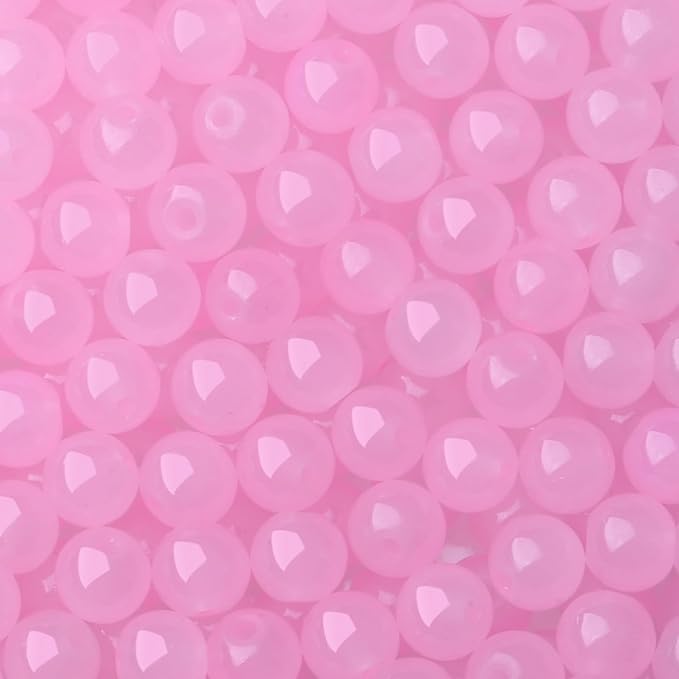 500Pcs Pink Glass Beads 8mm for Bracelets and Necklaces, Round Crystal Glass Beads for Bracelet Jewelry Making Kits Earring DIY Crafts(Pink)