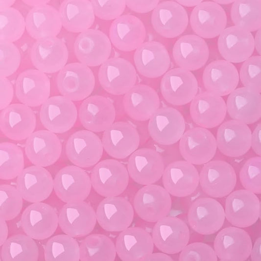 500Pcs Pink Glass Beads 8mm for Bracelets and Necklaces, Round Crystal Glass Beads for Bracelet Jewelry Making Kits Earring DIY Crafts(Pink)