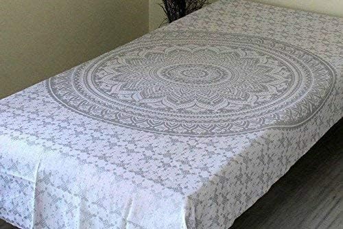 popular handicrafts tapestry wall hanging ombre hippie mandala bohemian hippy intricate indian tapestries bedspread 54 x 60 inches (140cm x 152cm) silver