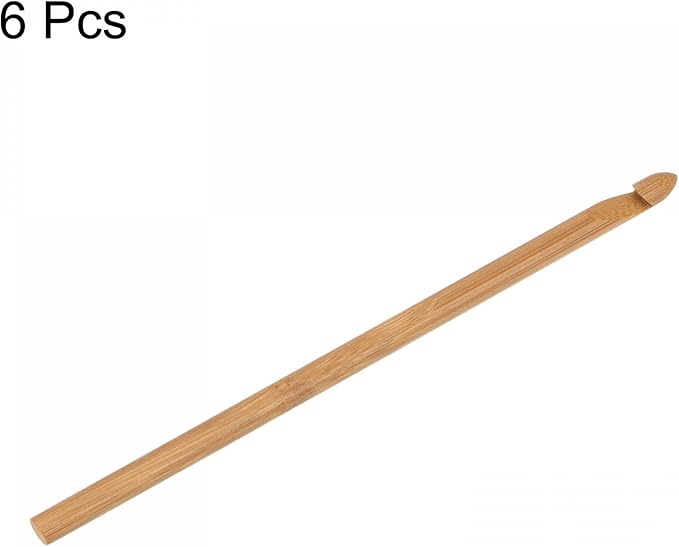 uxcell Wooden Bamboo Crochet Hook 6.5mm US Size K (Size 10.25) Knitting Needles for DIY Craft Yarn 6Pcs